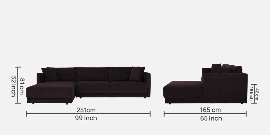 Northern Fabric Rhs Sectional Sofa 3 Lounger In Cara Brown Colour - Febonic Living