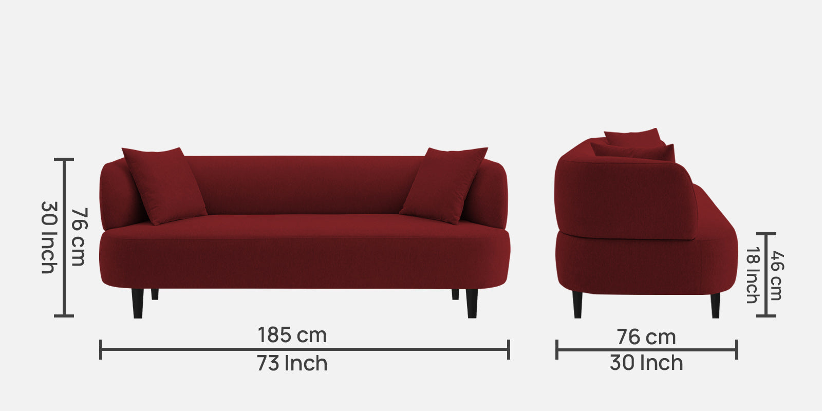 Carson Fabric 3 Seater Sofa in Corel Red Colour