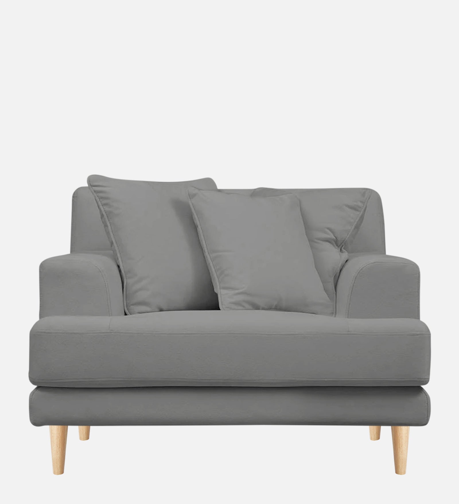 Woody Fabric 1 Seater Sofa in Concrete Grey Colour