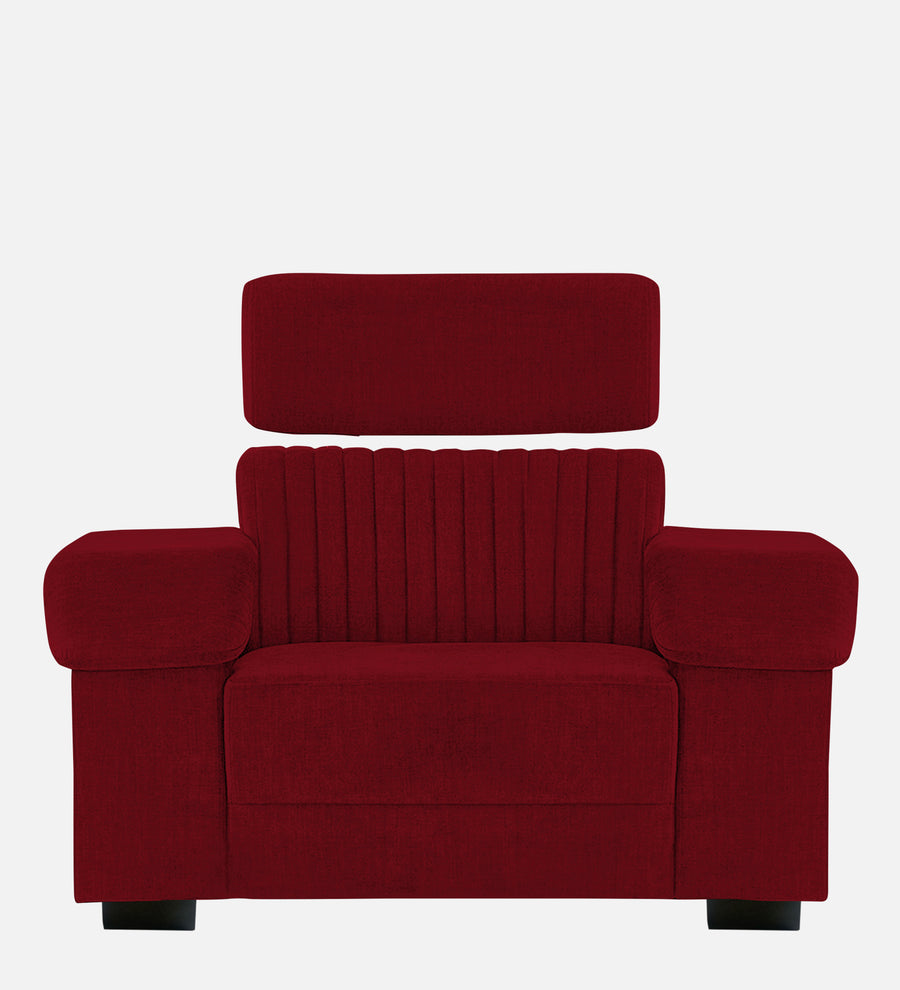 Draco Fabric 1 Seater Sofa In Ruby Red Colour - Febonic Living