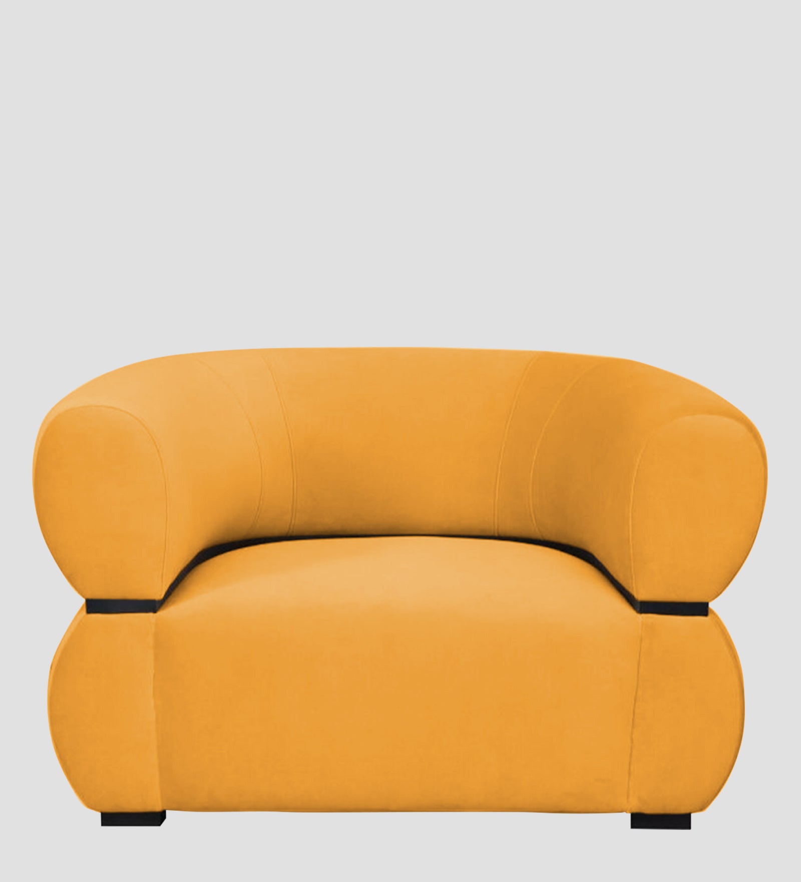 Kula Velvet 1 Seater Sofa In Safforn Yellow Colour