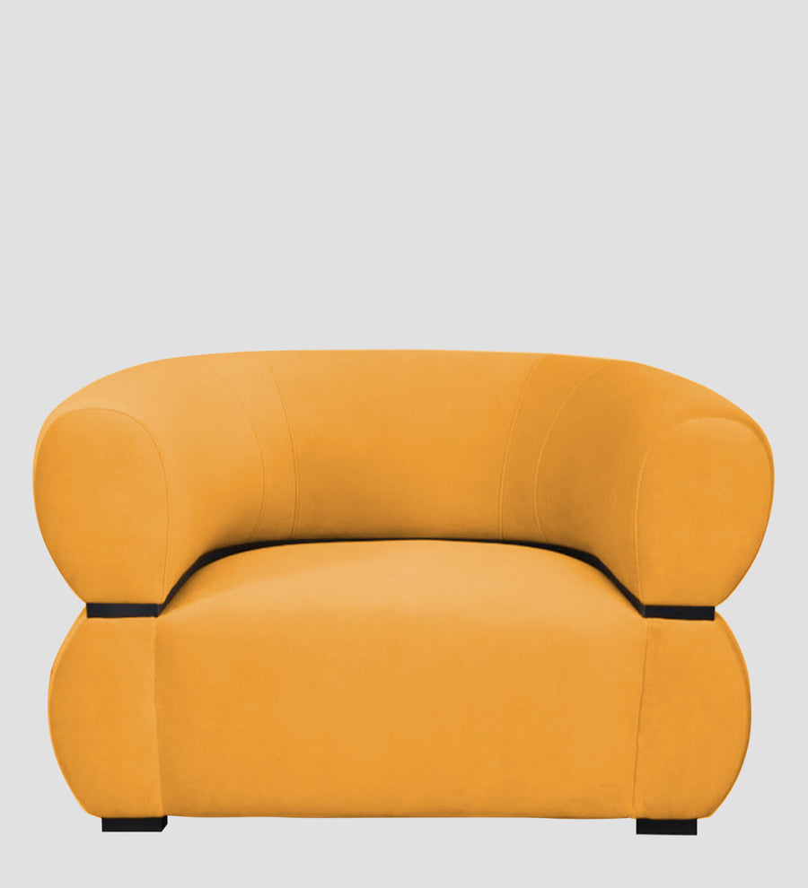 Kula Velvet 1 Seater Sofa In Safforn Yellow Colour - Febonic Living