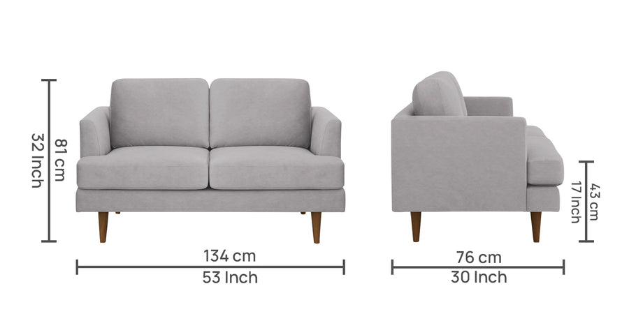 Motra Velvet 2 Seater Sofa In Concrete Grey Colour - Febonic Living