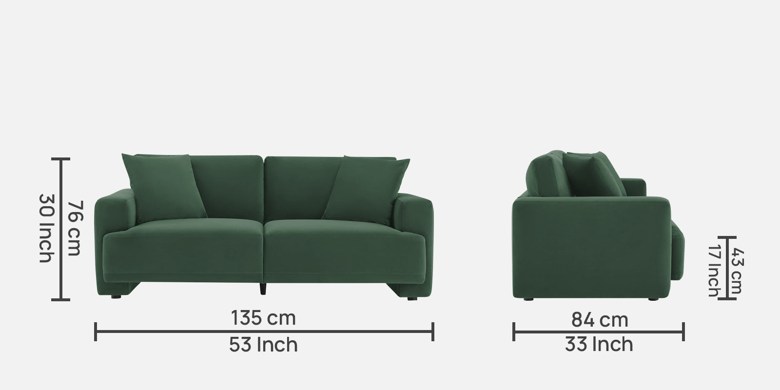 Kosta Velvet 2 Seater Sofa in Amazon Green Colour