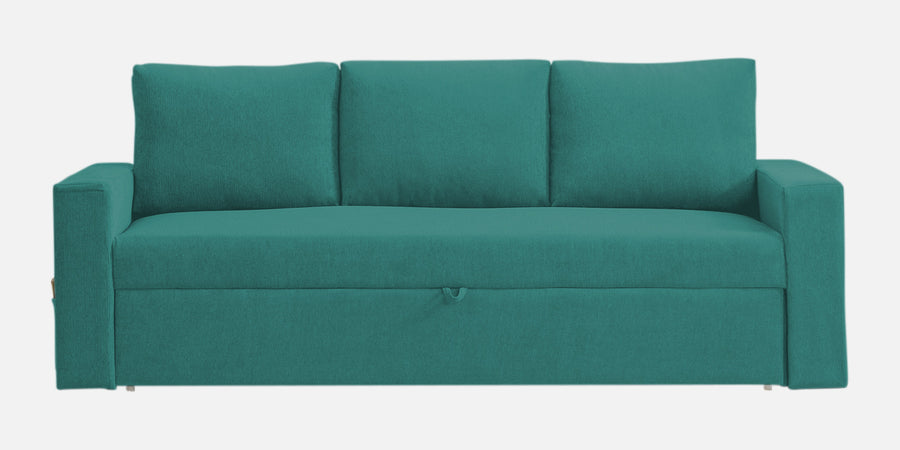 Kara Fabric 3 Seater Pull Out Sofa Cum Bed In Sea Green Colour - Febonic Living