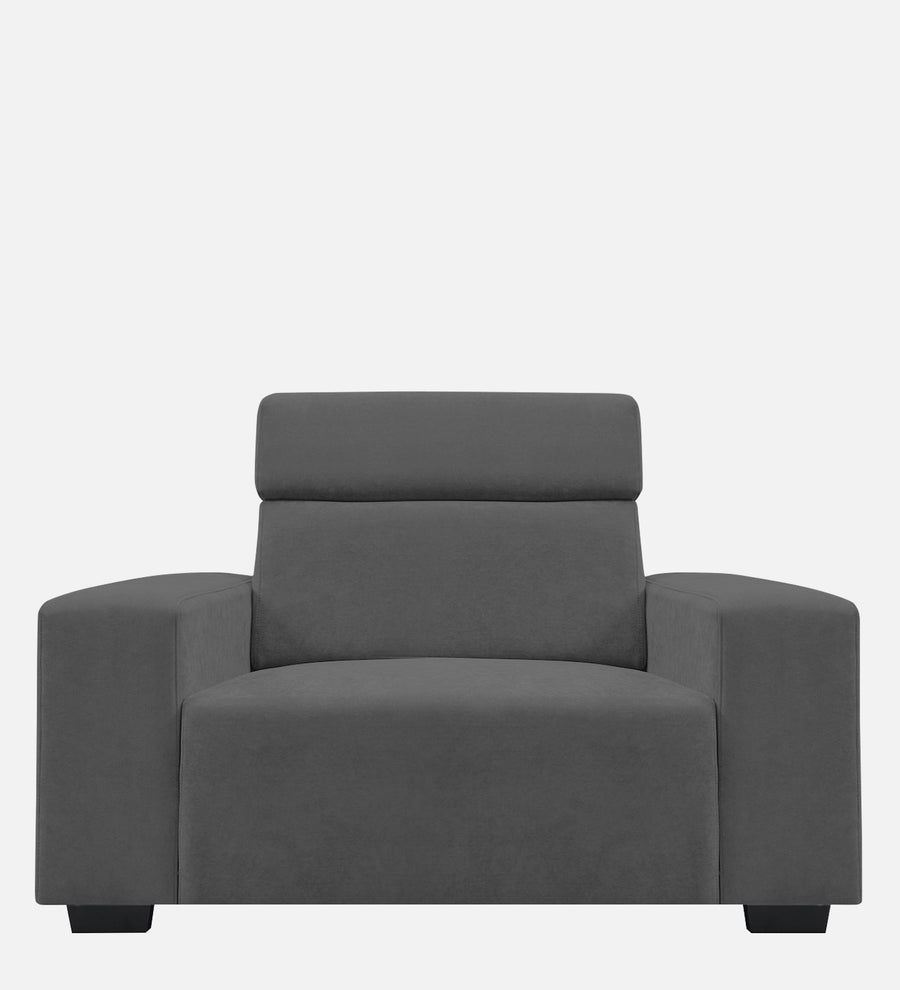Hiro Fabric 1 Seater Sofa In Pure Grey Colour - Febonic Living