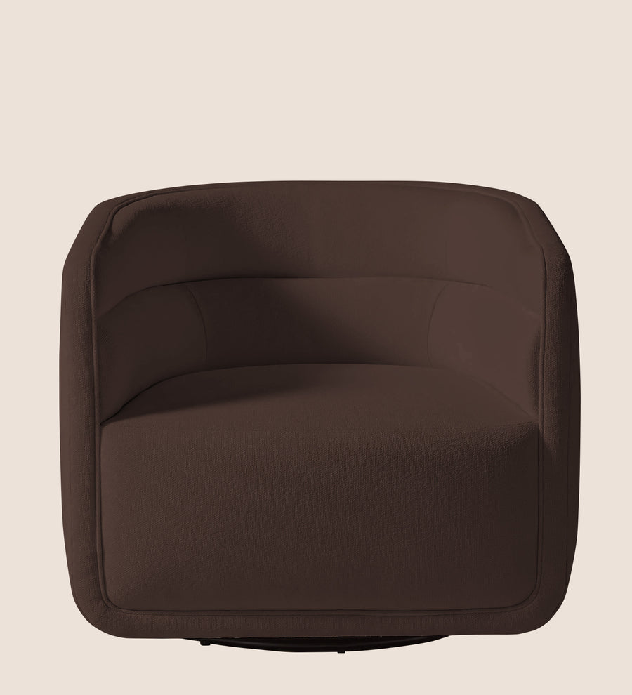 Ria Fabric Swivel Chair In Caramel Brown Colour - Febonic Living