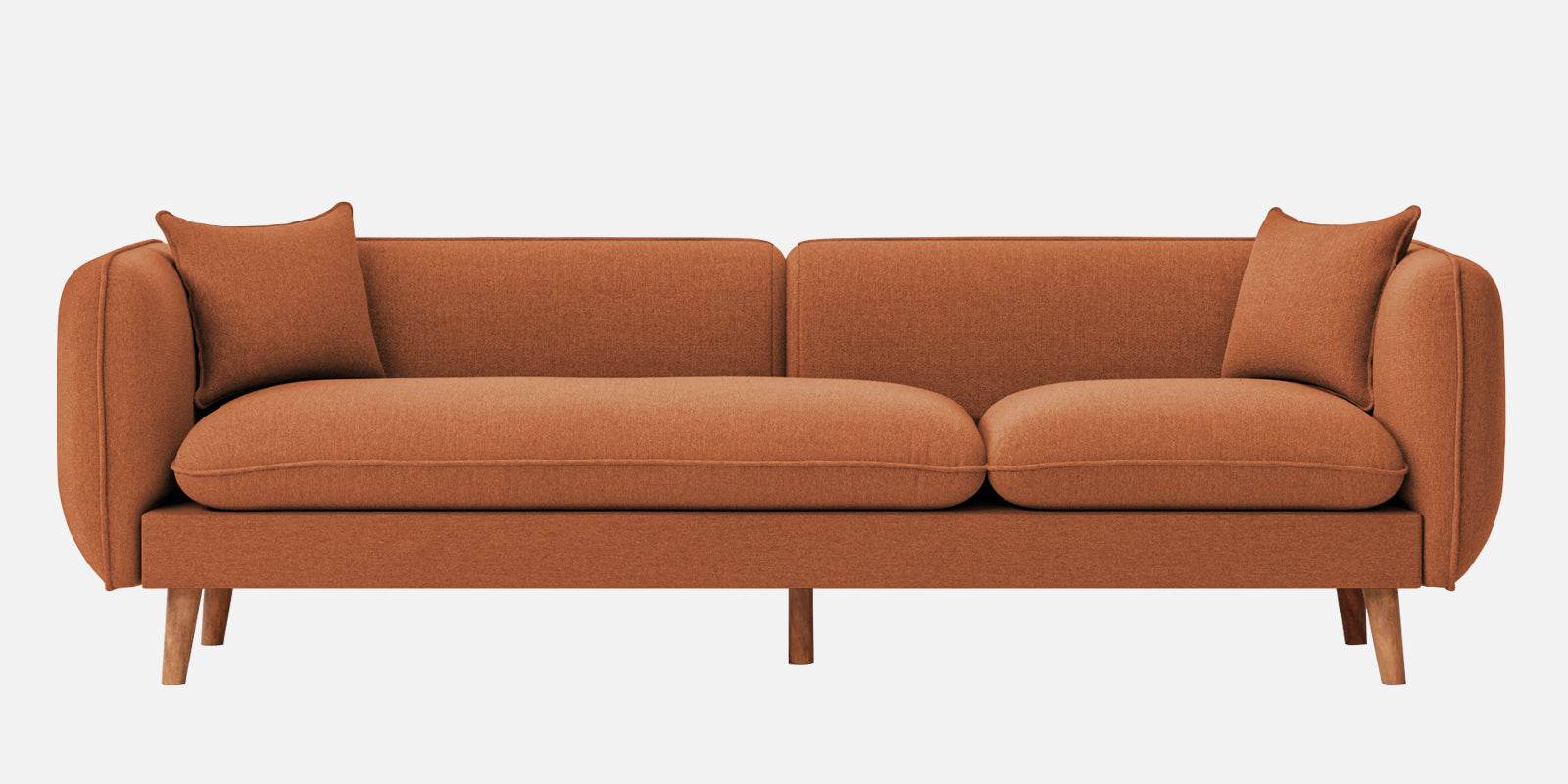 Reva Fabric 3 Seater Sofa In Safforn Orange Colour