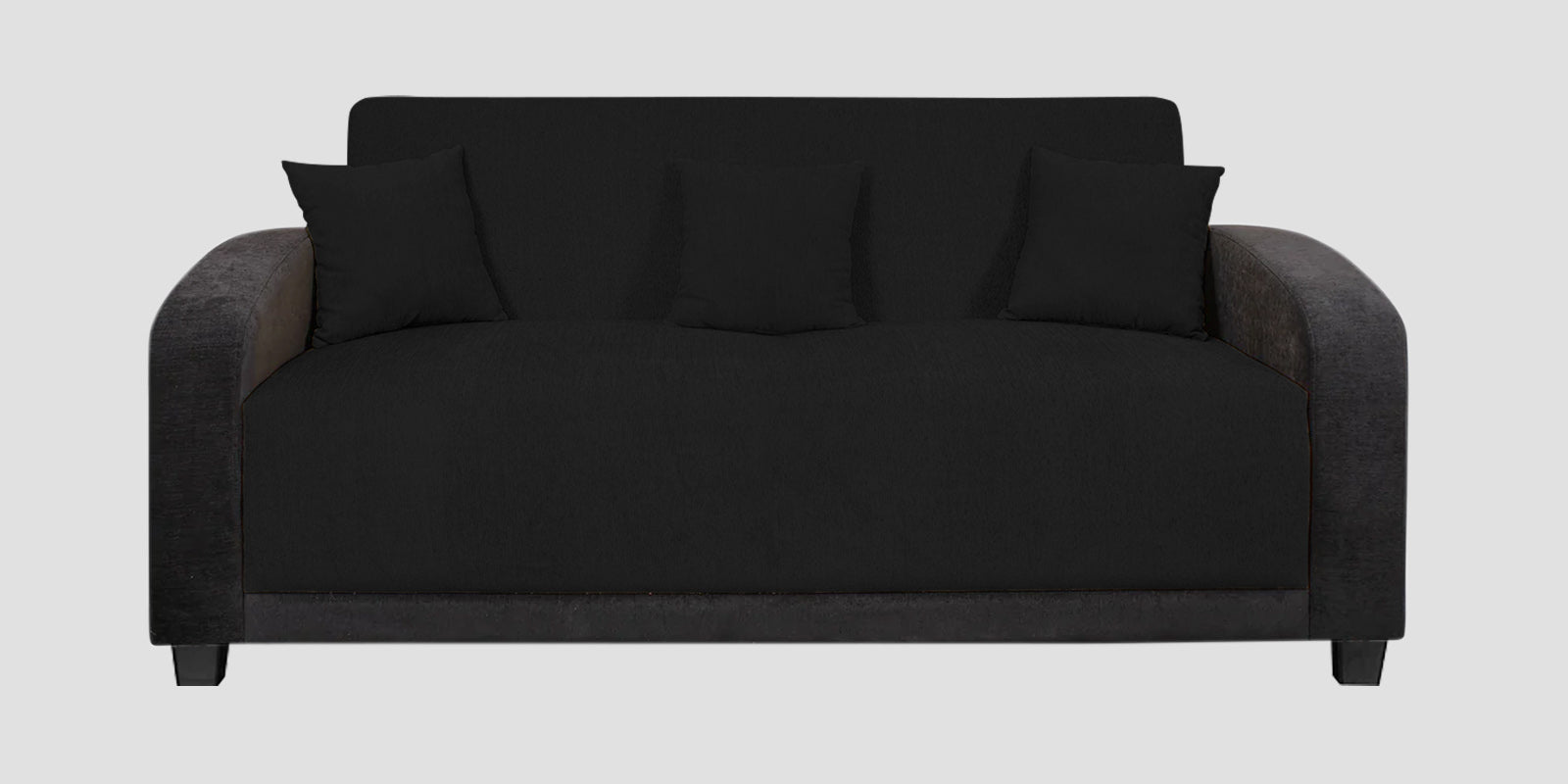 Alex Fabric 3 Seater Sofa In Zed Black Colour