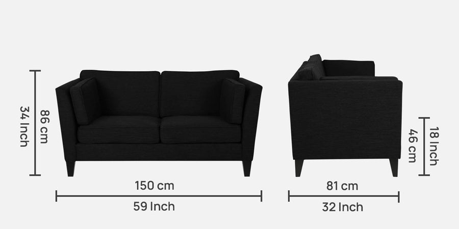 Nigar Fabric 2 Seater Sofa In Zed Black Colour - Febonic Living