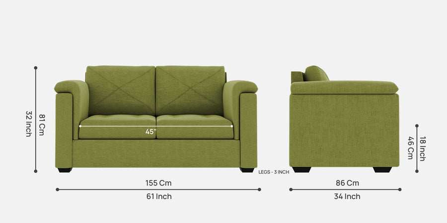 Andres Fabric 2 Seater Sofa In Lime Green Colour - Febonic Living