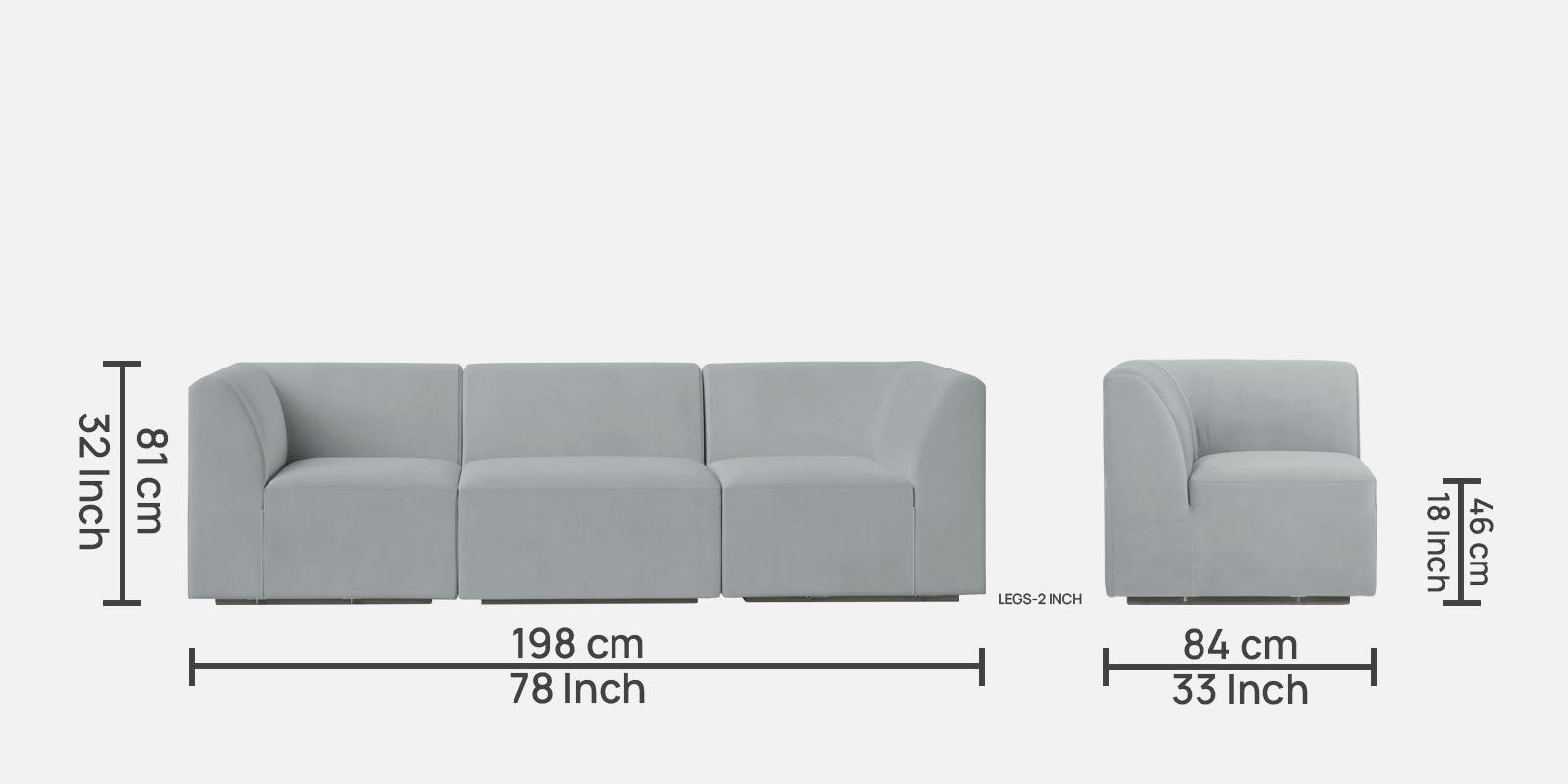 Bufa Velvet 3 Seater Sofa in Pearl grey Colour