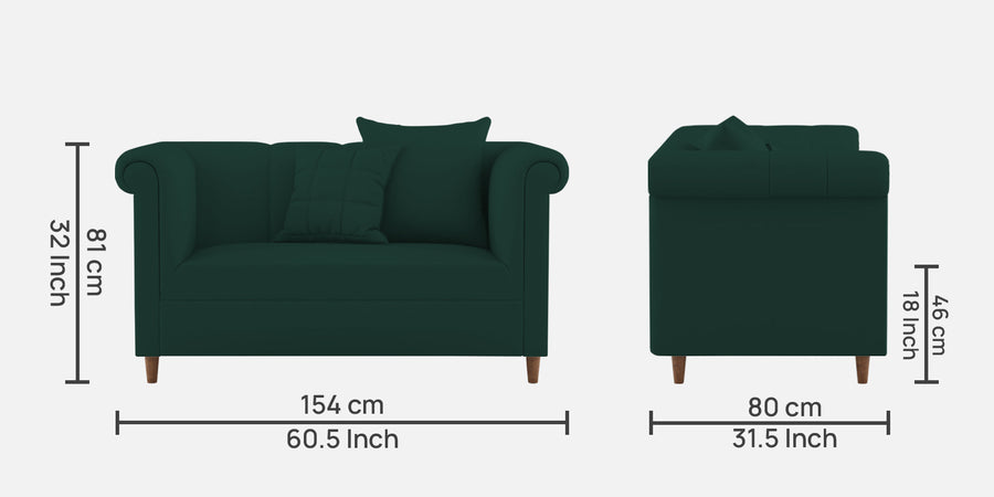 Rubi Velvet 2 Seater Sofa In Forest Green Colour - Febonic Living