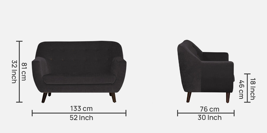 German Fabric 2 Seater Sofa In Maba Grey Colour - Febonic Living
