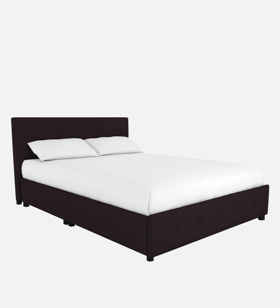 Lido Fabric Upholstered King Size Bed In Cara Brown Colour With Drawer Storage - Febonic Living