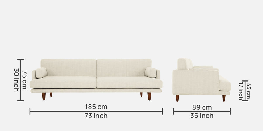 Ricky Fabric 3 Seater Sofa In Ivory Cream Colour - Febonic Living