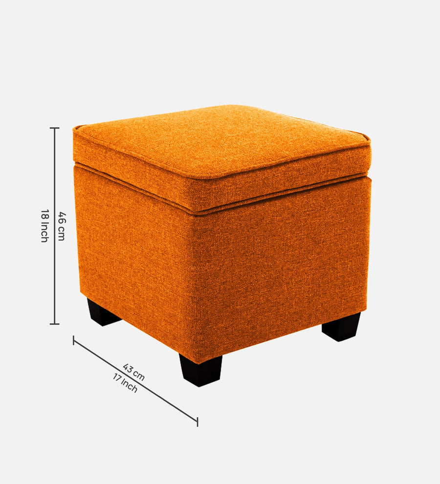 Sudan Fabric Ottoman In Vivid Orange Colour With Storage - Febonic Living