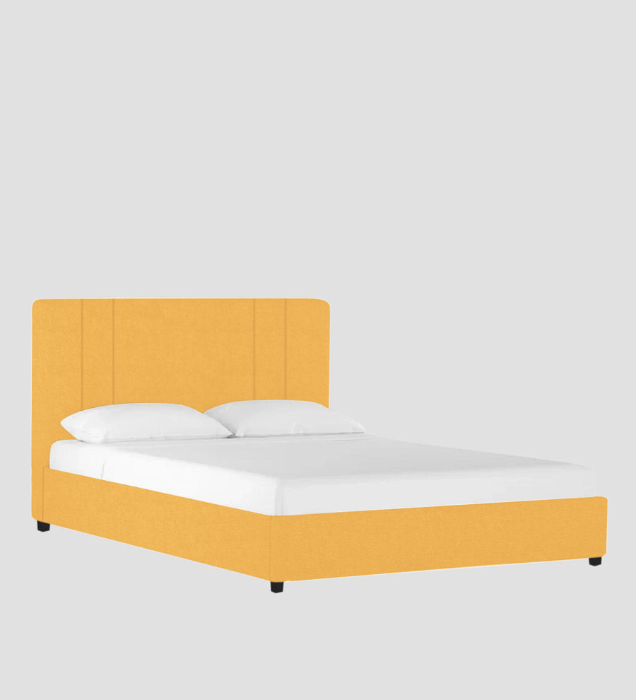 Asyra Velvet Upholstered King Size Bed In Turmeric Yellow Colour With Box Storage - Febonic Living