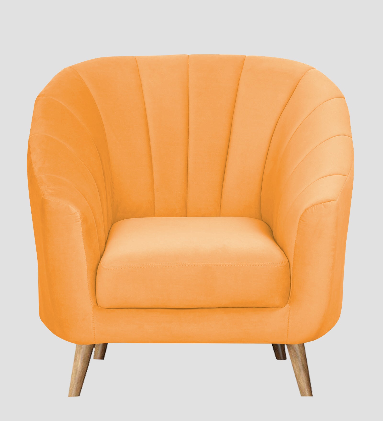 Nancy Velvet 1 Seater Sofa in Tangerine orange Colour