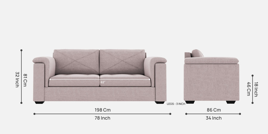 Andres Fabric 3 Seater Sofa In Orchid Beige Colour - Febonic Living