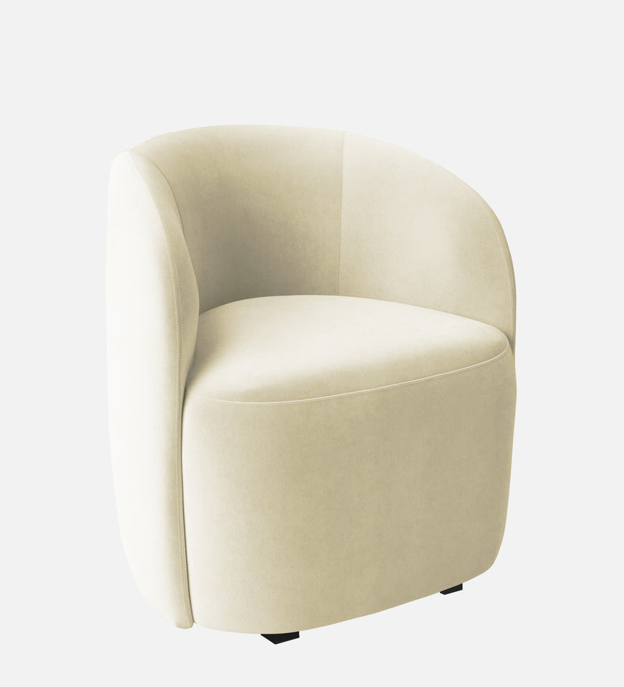 Lucky Velvet Lounge Chair In Warm White Colour - Febonic Living