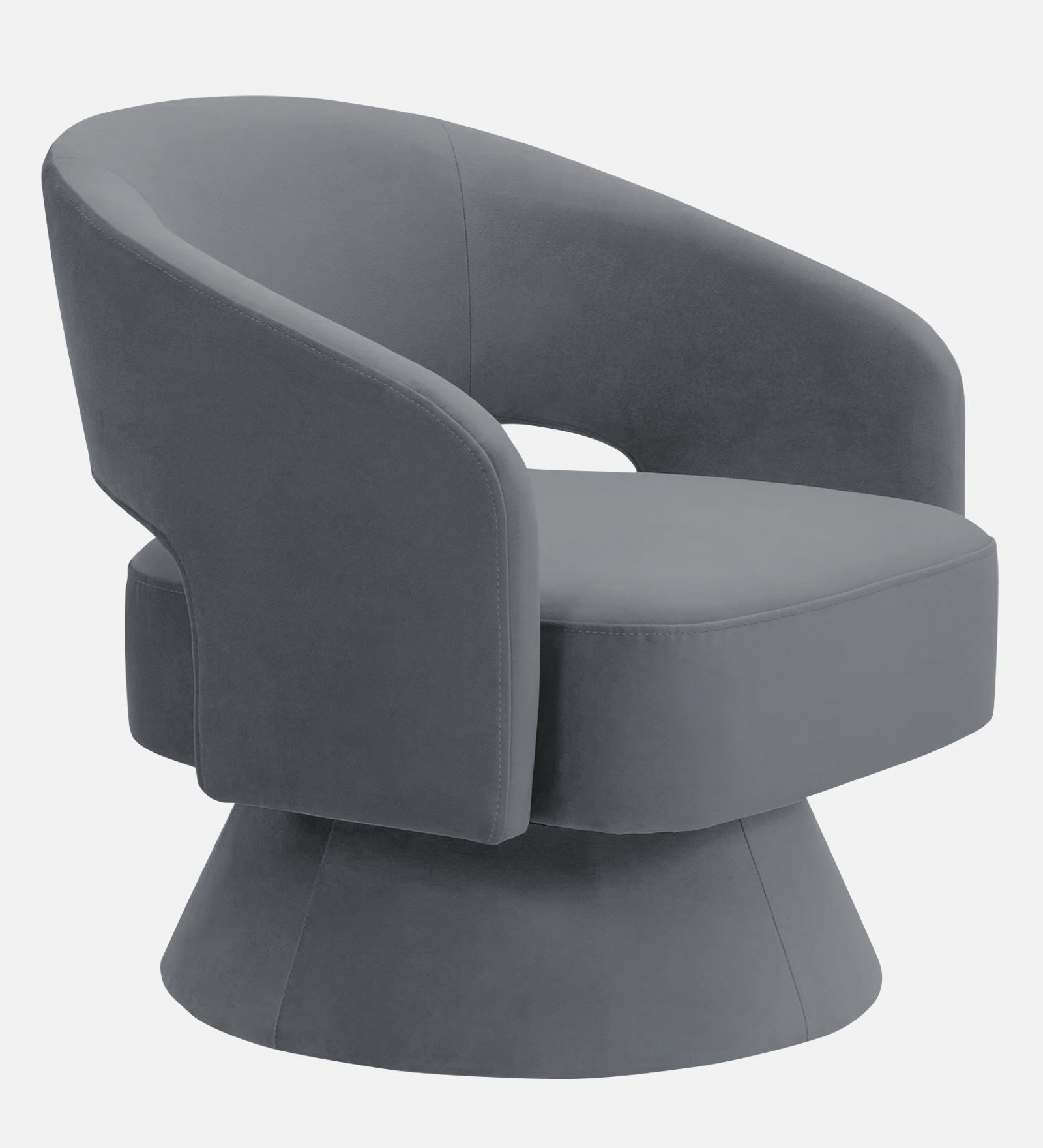 Pendra Velvet Swivel Chair in Pubble Grey Colour