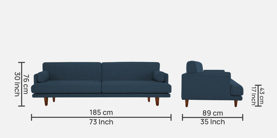 Ricky Fabric 3 Seater Sofa In Light Blue Colour - Febonic Living