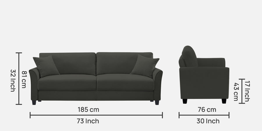 Daroo Velvet 3 Seater Sofa In Hory Grey Colour - Febonic Living