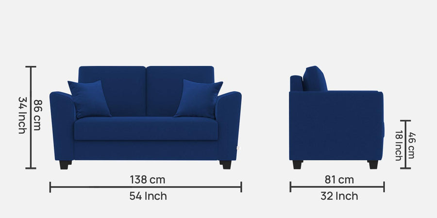Daku Fabric 2 Seater Sofa In Royal Blue Colour - Febonic Living