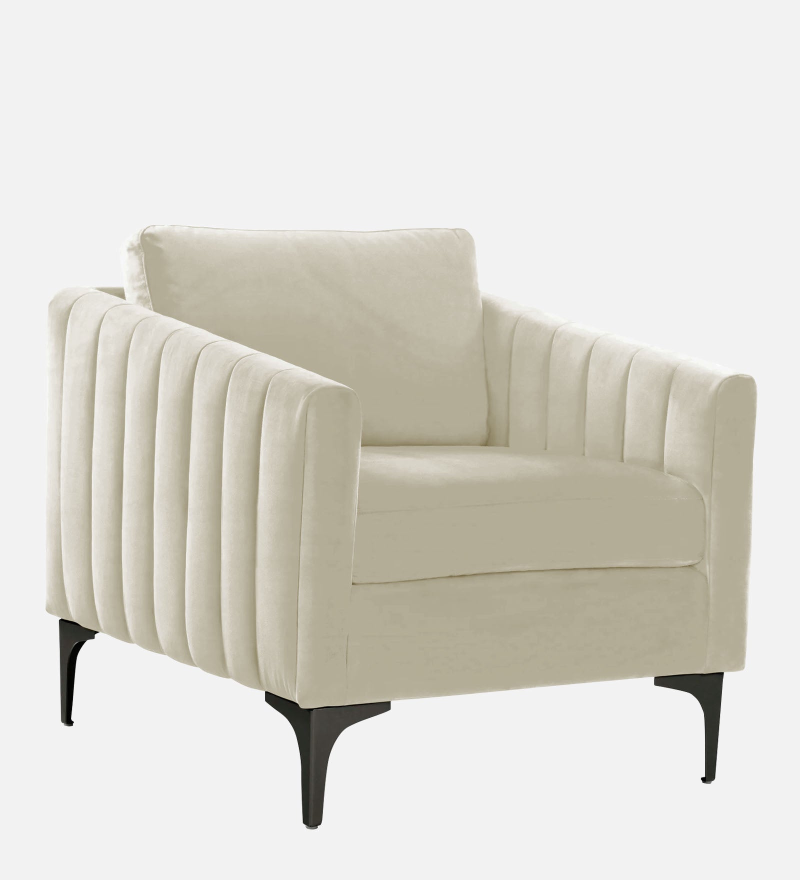 Haru Velvet 1 Seater Sofa in Warm White Colour