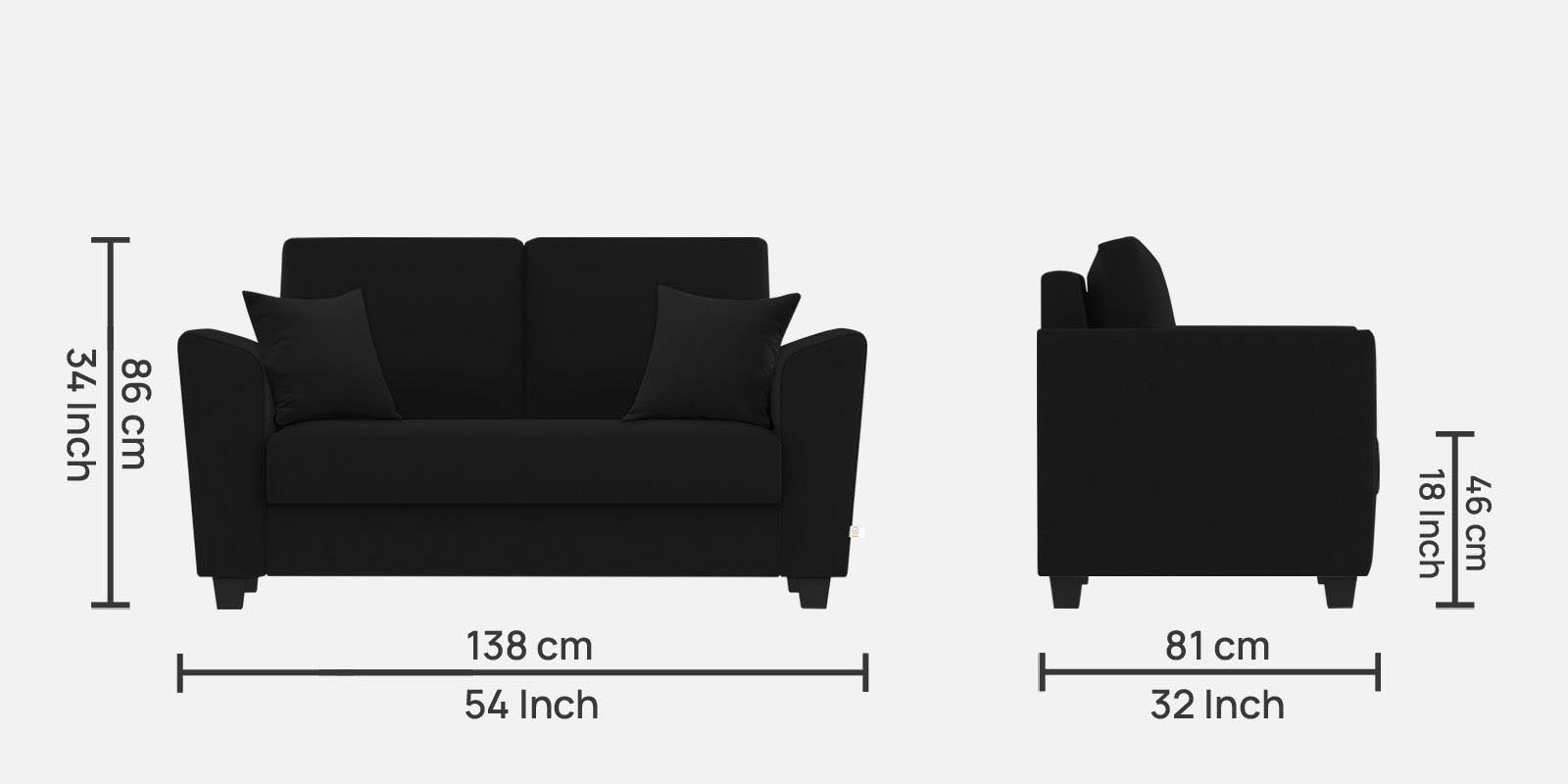 Daku Fabric 2 Seater Sofa in Zed Black Colour