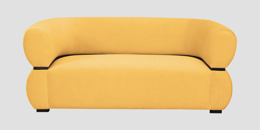 Kula Velvet 2 Seater Sofa In Turmeric Yellow Colour - Febonic Living