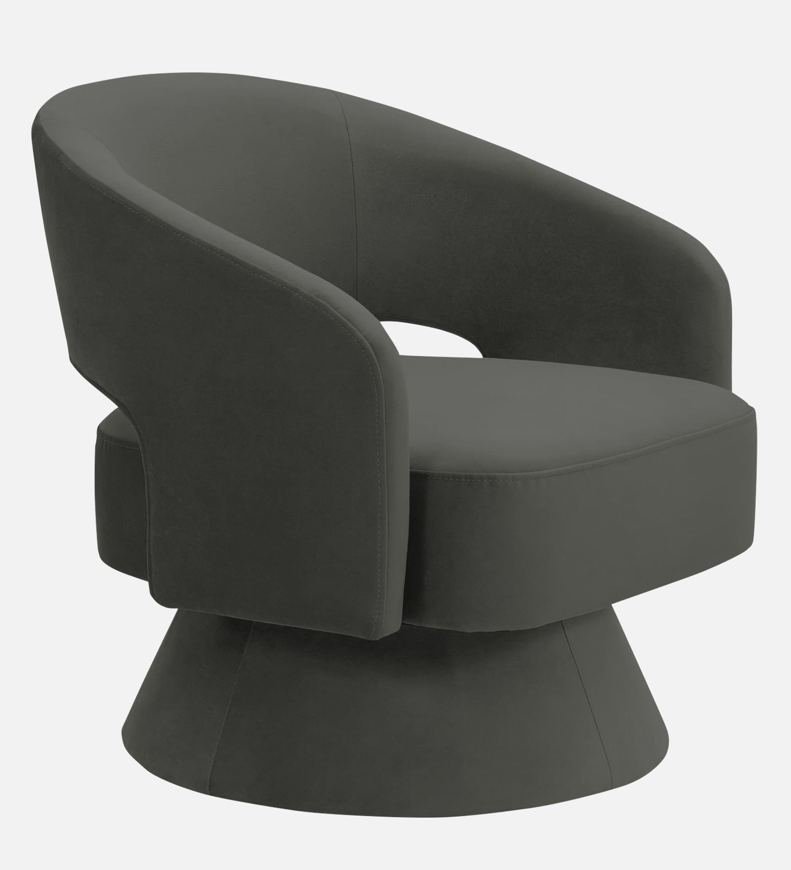 Pendra Velvet Swivel Chair in Hory Grey Colour