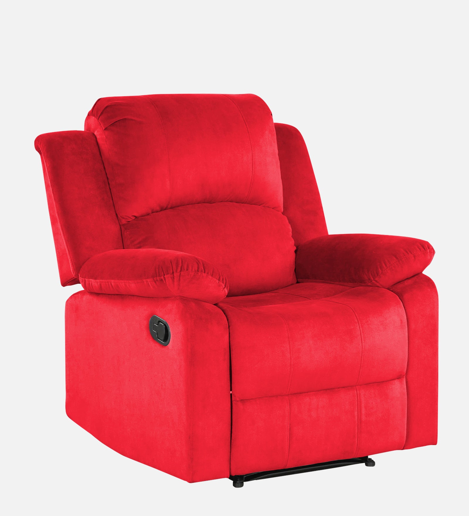 Henry Velvet Manual 1 Seater Recliner In Ox Blood Maroon Colour