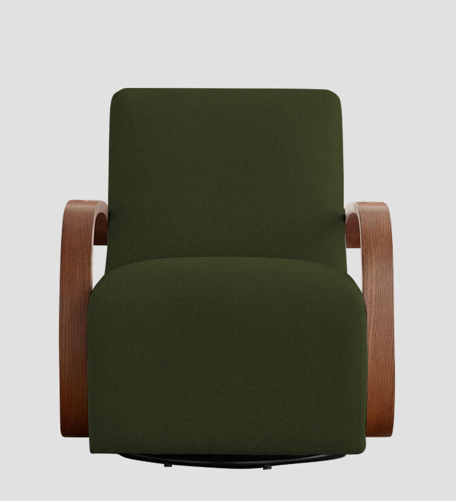 Balma Fabric Swivel Chair In Olive Green Colour - Febonic Living