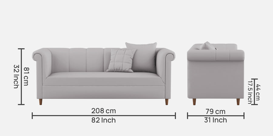 Rubi Velvet 3 Seater Sofa In Concrete Grey Colour - Febonic Living