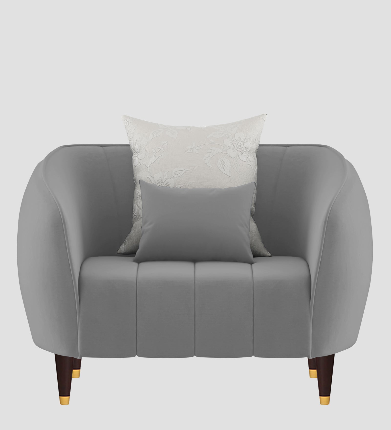 Hairo Velvet 1 Seater Sofa In  Light Grey Colour - Febonic Living