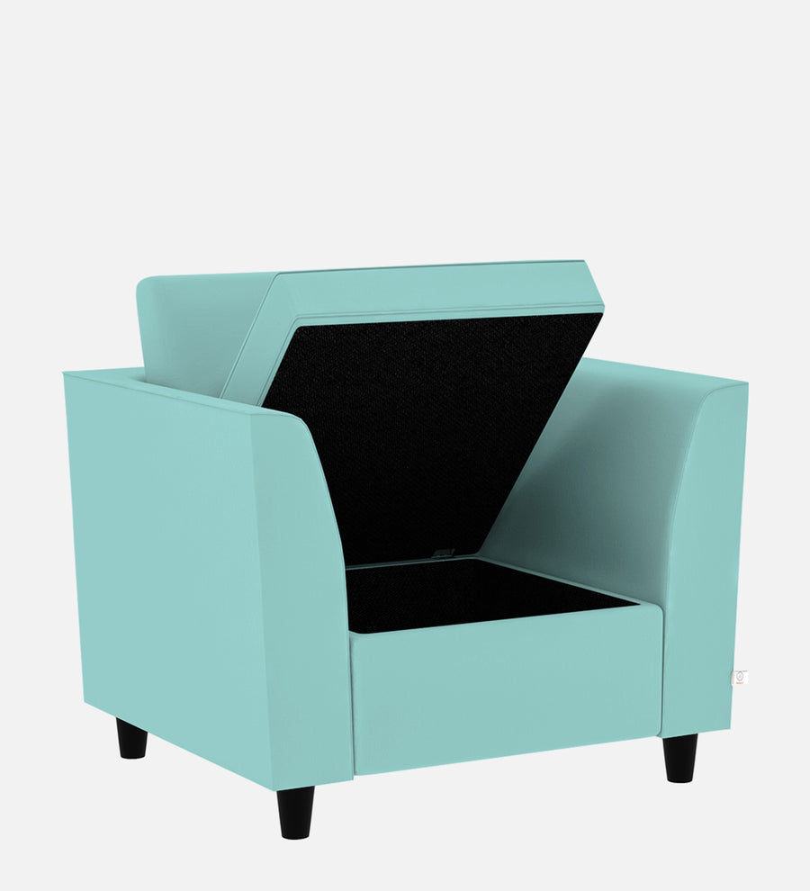 Bristo Velvet 1 Seater Sofa In Barmunda Aqua Colour With Storage - Febonic Living