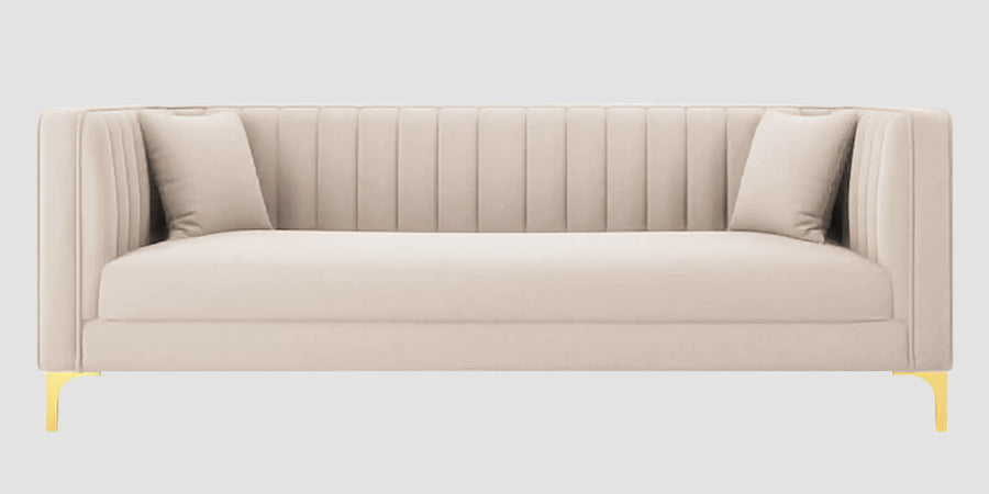 Saban Velvet 3 Seater Sofa In Camel Beige Colour - Febonic Living