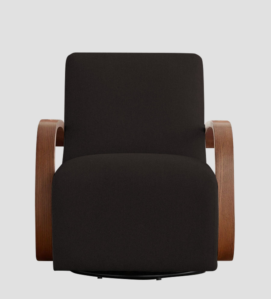 Balma Fabric Swivel Chair In Cara Brown Colour - Febonic Living