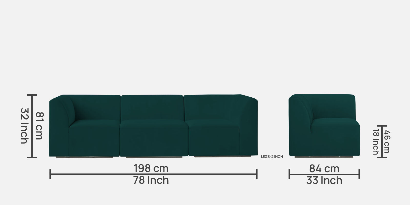 Bufa Velvet 3 Seater Sofa in Pine green Colour