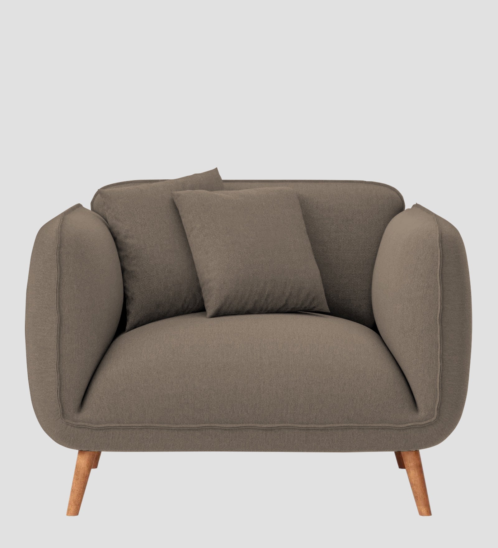 Zia Fabric 1 Seater Sofa In Hazel Beige Colour