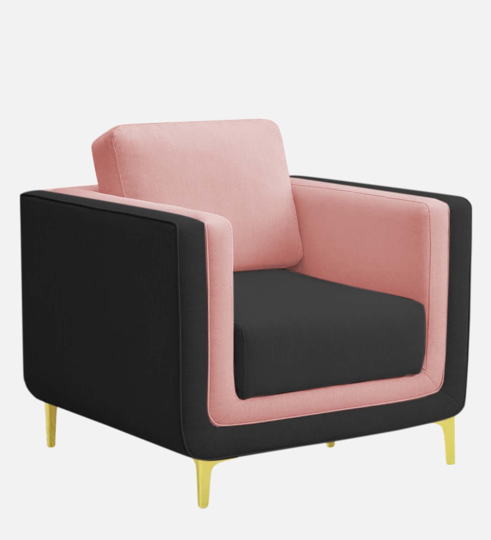 Visky Velvet 1 Seater Sofa in Millennial Pink-Hory Grey Colour