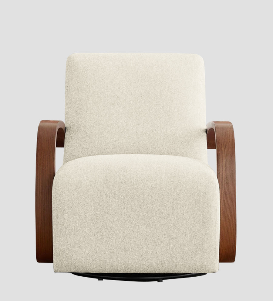 Balma Fabric Swivel Chair In Ivory Cream Colour - Febonic Living