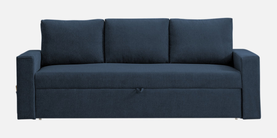 Kara Fabric 3 Seater Pull Out Sofa Cum Bed In Denim Blue Colour - Febonic Living