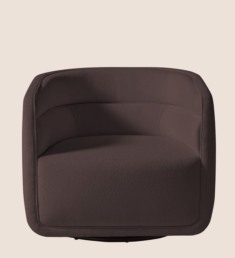 Ria Fabric Swivel Chair In Night Brown Colour - Febonic Living