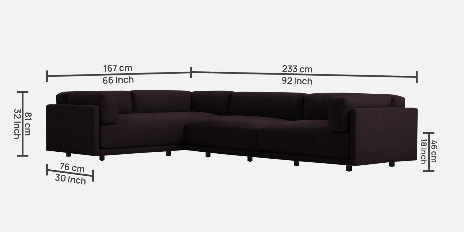 Nixon Fabric 6 Seater LHS Sectional Sofa In cara brown Colour