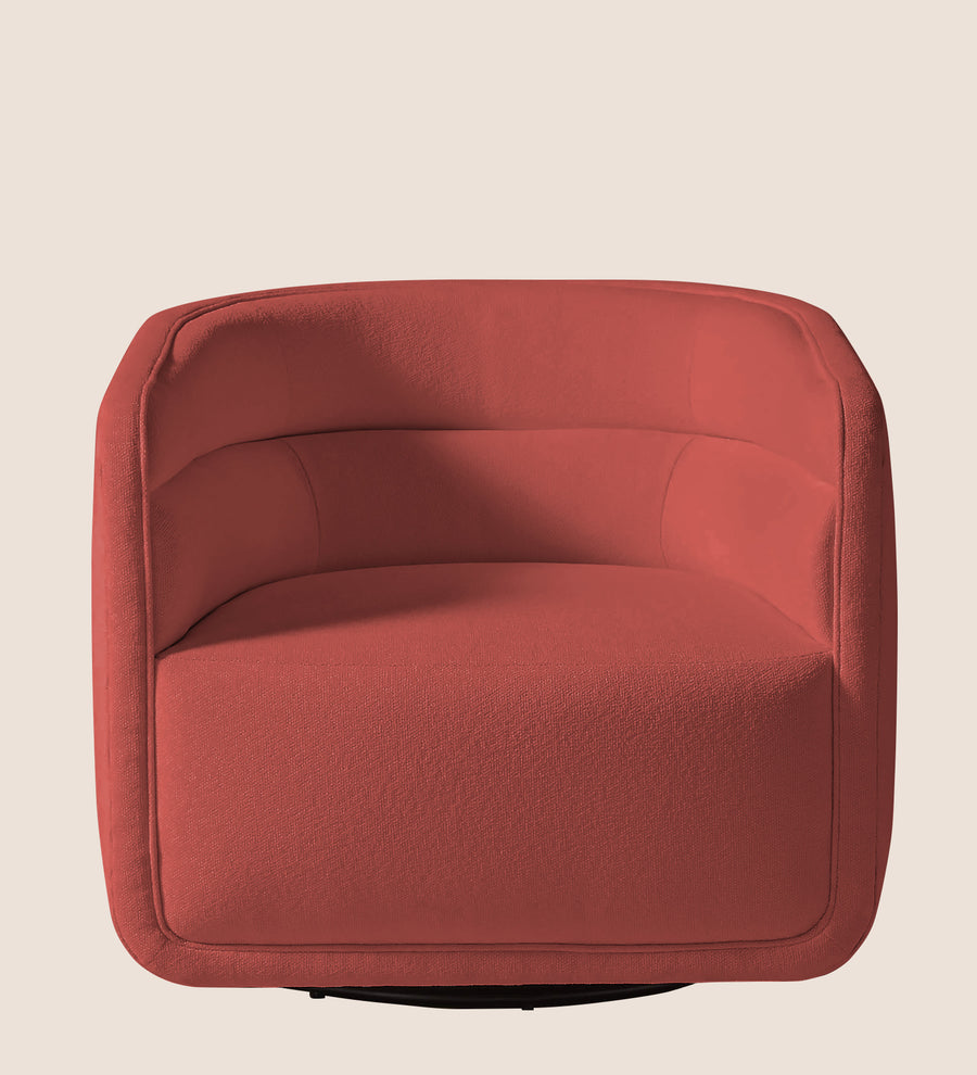 Ria Fabric Swivel Chair In Salmon Pink Colour - Febonic Living