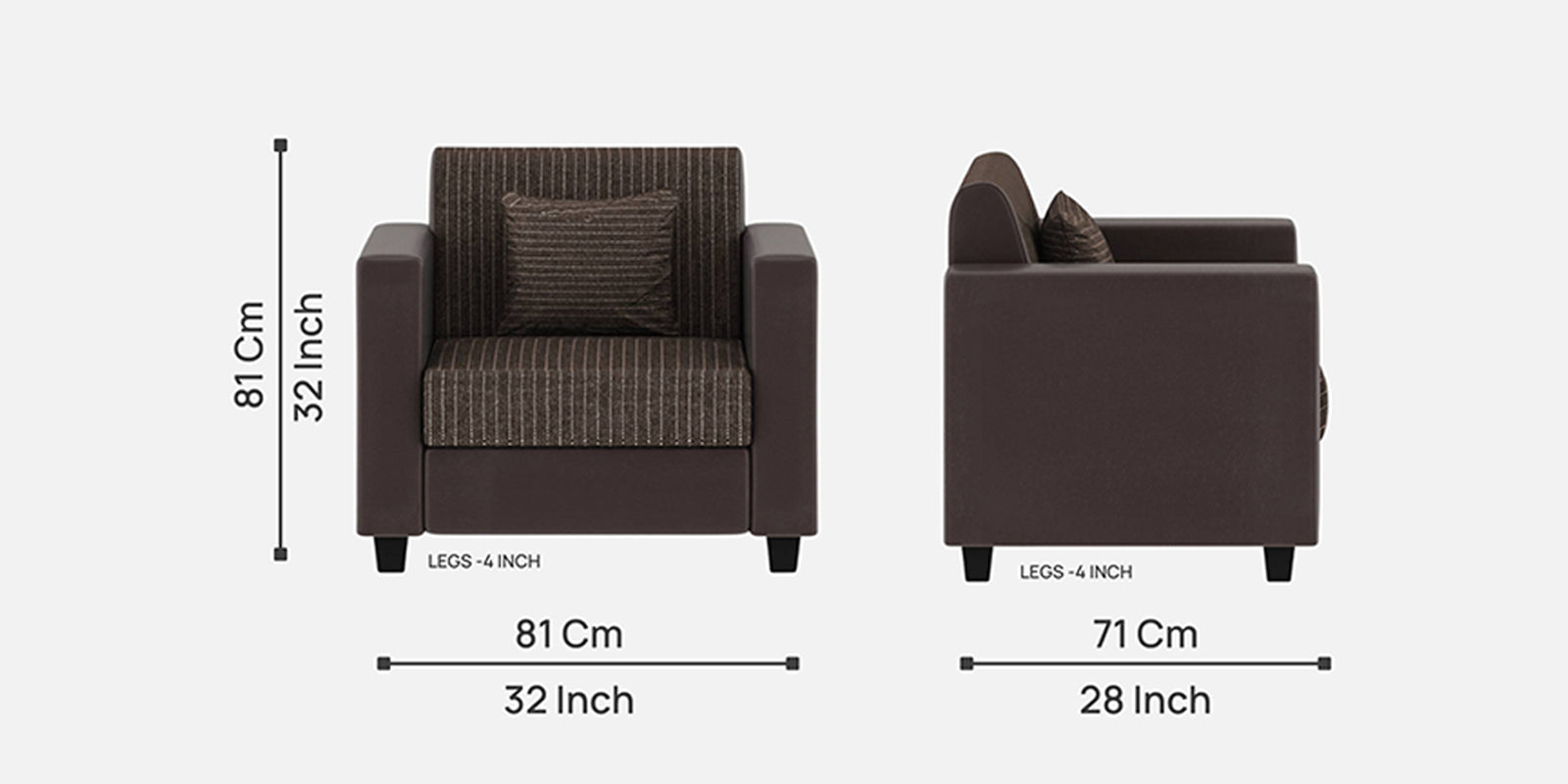 Baley Fabric 3+2+1 Sofa Seater Sofa in Lama Brown Colour - Febonic Living