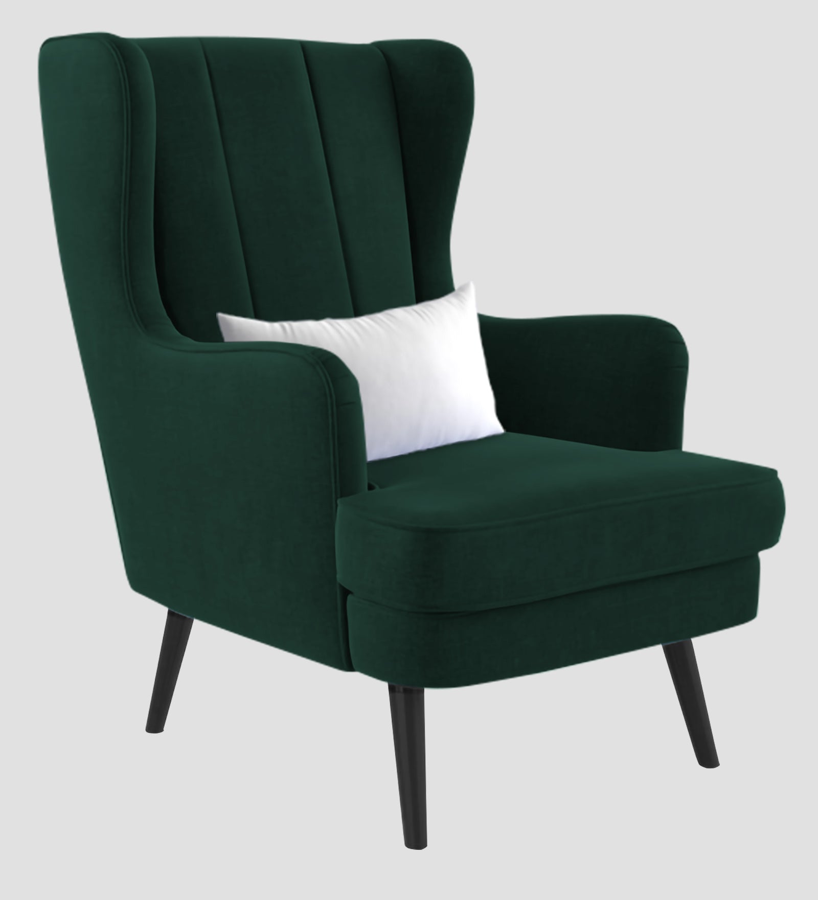 Niya Velvet 1 Seater Wing Chair in Forest Green Colour